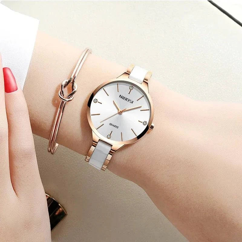 NIBOSI Women Wrist Watch Ceramic Bracelet Watches Ladies Creative Watch For Women Female Clock Relogio Feminino Montre Femme - Property & Safety Tradings