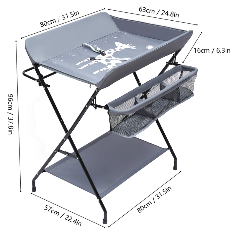 Portable Baby Changing Table Folding Nursery Changing Station Black/Khaki/Gray Load Capacity 15kg - PST PS Tradings