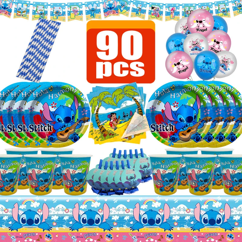 Stitch Decoration Birthday Lilo and Stitch Balloons Noise Maker Disposable Tableware Tablecloth Cups Plates Napkins Party Kit - PST PS Tradings