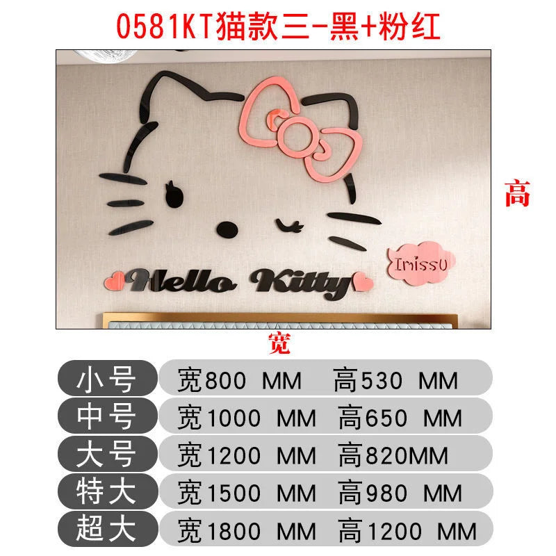 Sanrio Hello Kitty Wall Stickers 3d Three-dimensional Girl Cute Painting Room Layout Bedroom Bedside Decorative Stickers - PST PS Tradings