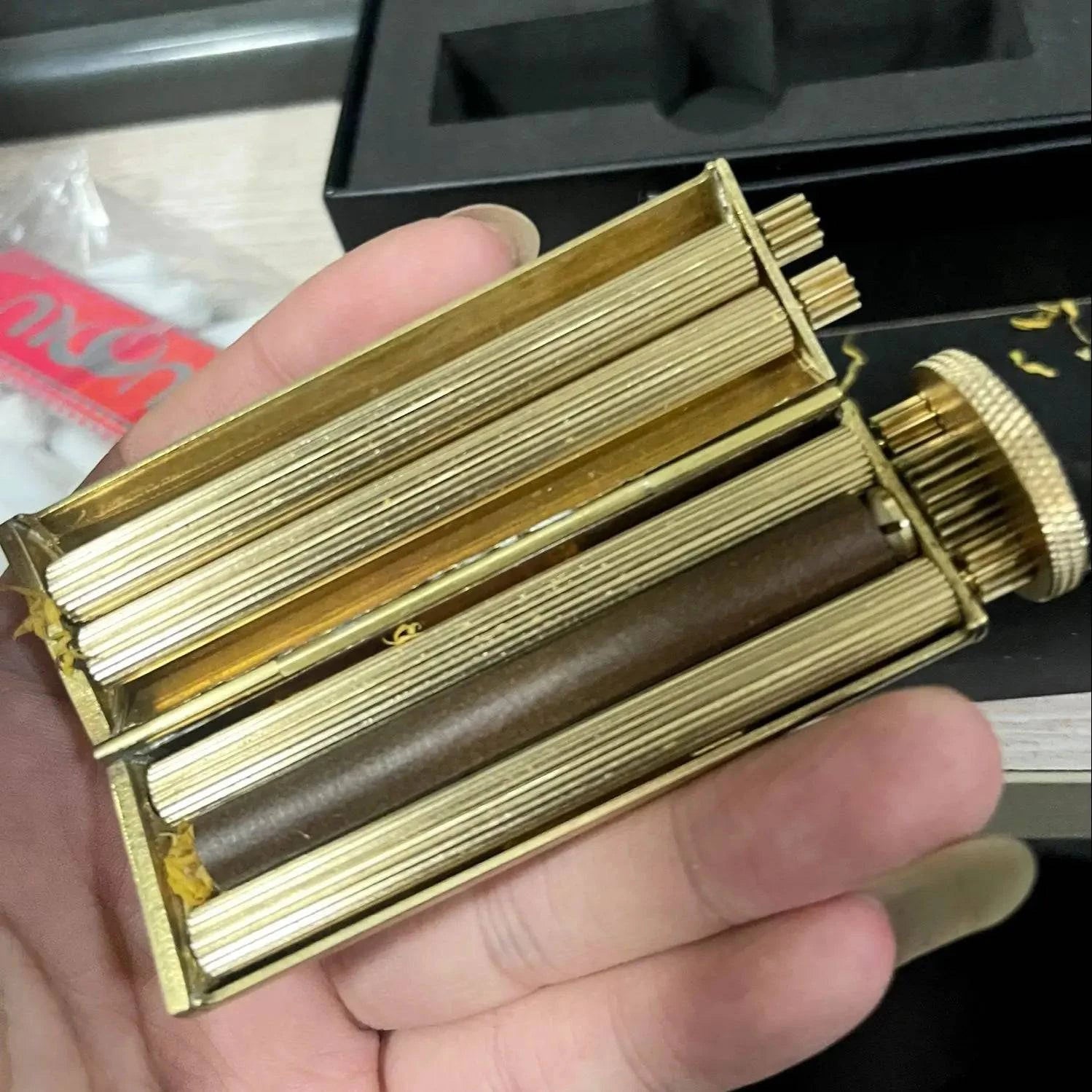 Antique Style Brass Cigarette maker Material Manual Mechanical Feeling Tobacco Rolling Machine Retro Nostalgia 70MM Paper Roller - Property & Safety Tradings