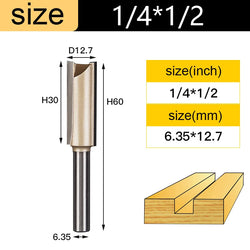 Tideway Straight Router Bits 1/2 1/4 Shank Double Flute Plunge Milling Cutter Carbide Tipped Woodworking Trimming Slotting Tool