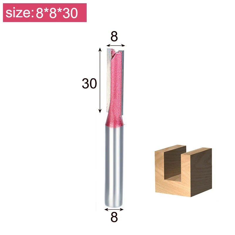 Tideway Straight Router Bits 1/2 1/4 Shank Double Flute Plunge Milling Cutter Carbide Tipped Woodworking Trimming Slotting Tool