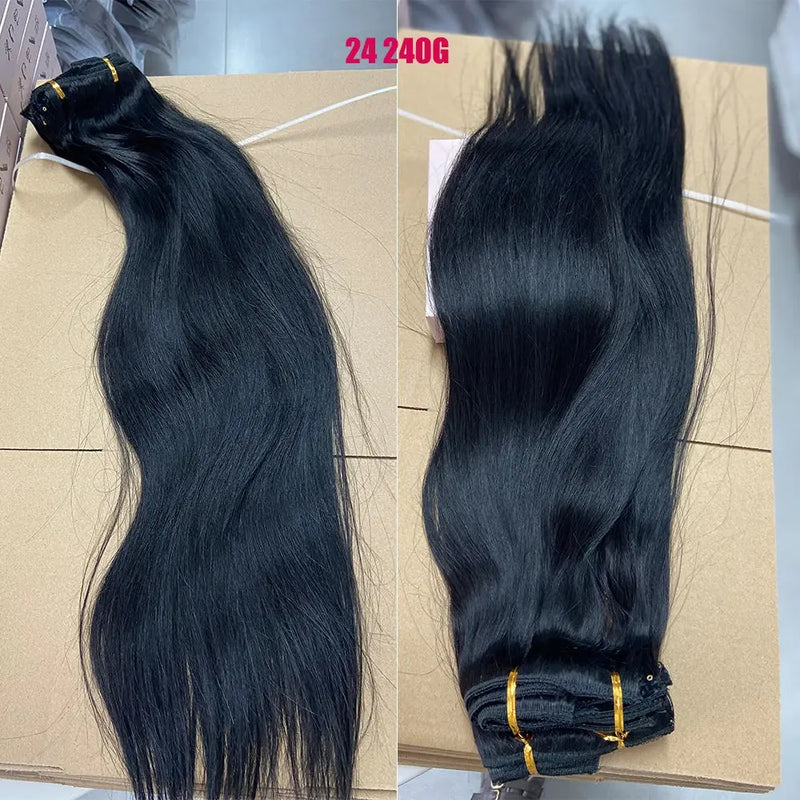 Doreen 160G 200G 240G Volume Series Brazilian Machine Remy Straight Clip In Human Hair Extensions  Full Head 10Pcs 16 to 24 Inch - Property & Safety Tradings