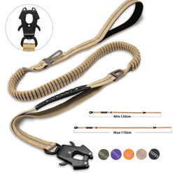 Reflective Shock Absorbing Pet Leashes with Car Seatbelt for Large Dogs Heavy Duty Tactical Bungee Dog Leash No Pull Dog Leash - PST PS Tradings