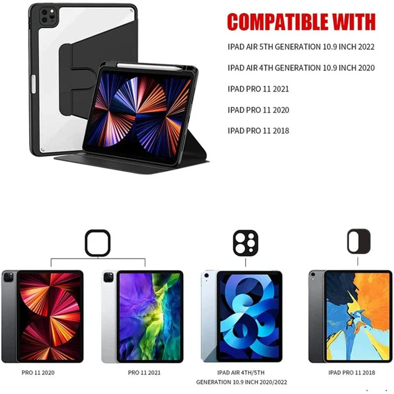 For iPad 10.2 7th 8th 9th Case iPad 10th Generation Rotation Cover for iPad Pro 12.9" 13" Air 11" 2024 2 3 4 5 9.7 5th 6th Funda - PST PS Tradings