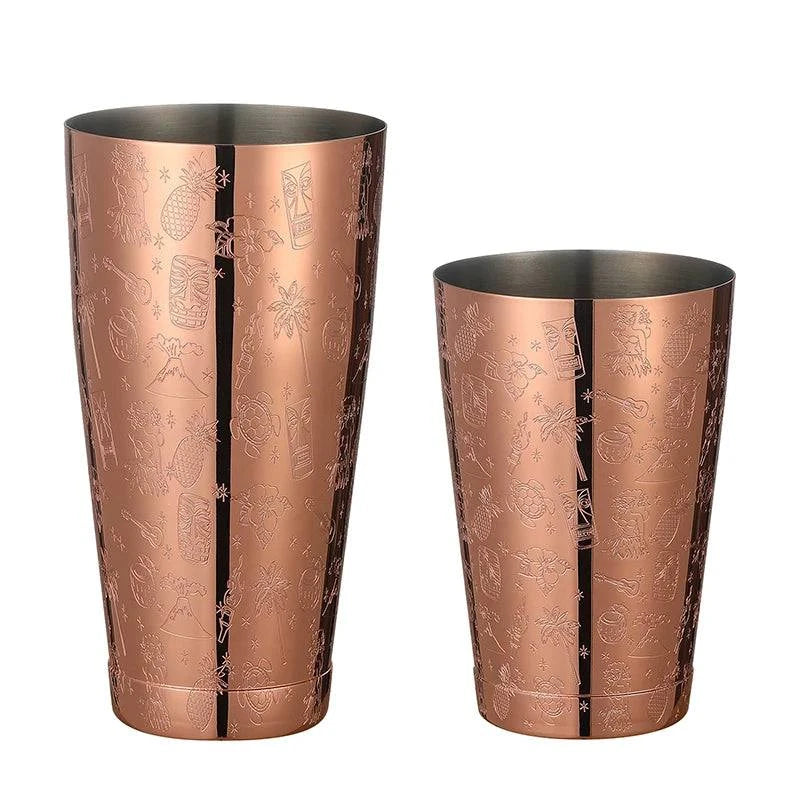 Boston Cocktail Shaker With Etched Pattern Bar Cocktail Shaker Tin Set - 800ml & 500ml - PST PS Tradings