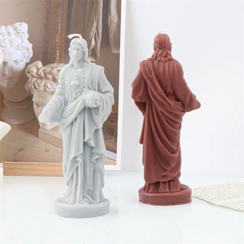 Religious Blessed Virgin Mary Candle Silicone Mold Madonna Goddess Female Deity Portrait Scented Plaster Jesus Resin Epoxy Mould - PST PS Tradings