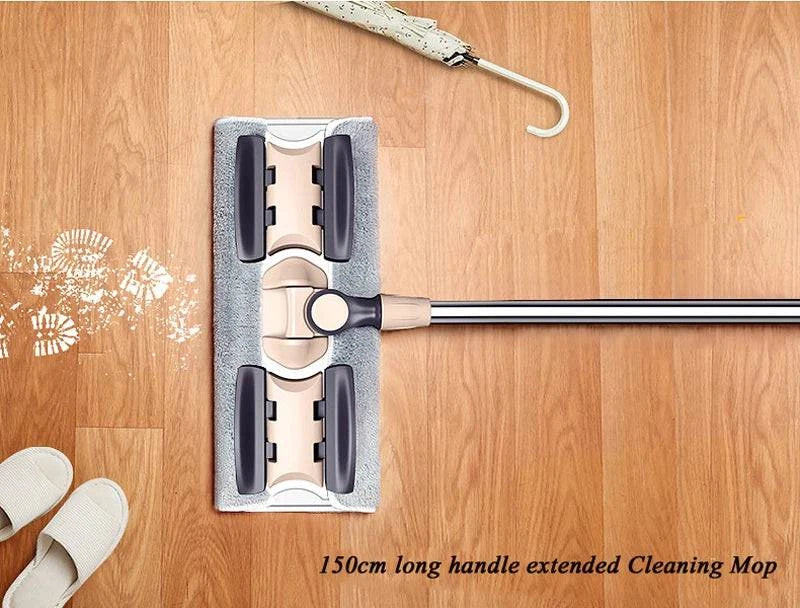 Extended Mopa Rectangular Household Vileda Mop Floor Tiles Cleaning 360 Rotation Magic Dusting Microfiber Pad Lazy Tool 150cm - PST PS Tradings