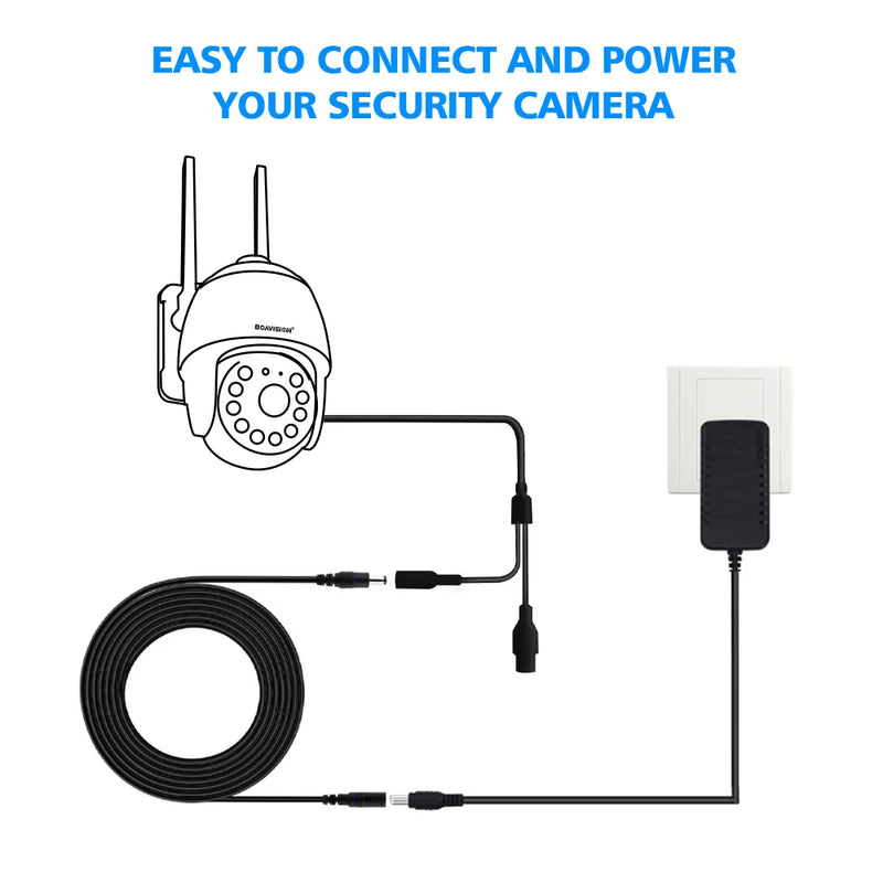 2M 6.56FT/ 5M 16.5FT / 10M 33FT DC Extension 5.5x2.1mm Power Cord Cable Extender For CCTV Security Camera 12 Volt Extension Cord - PST PS Tradings