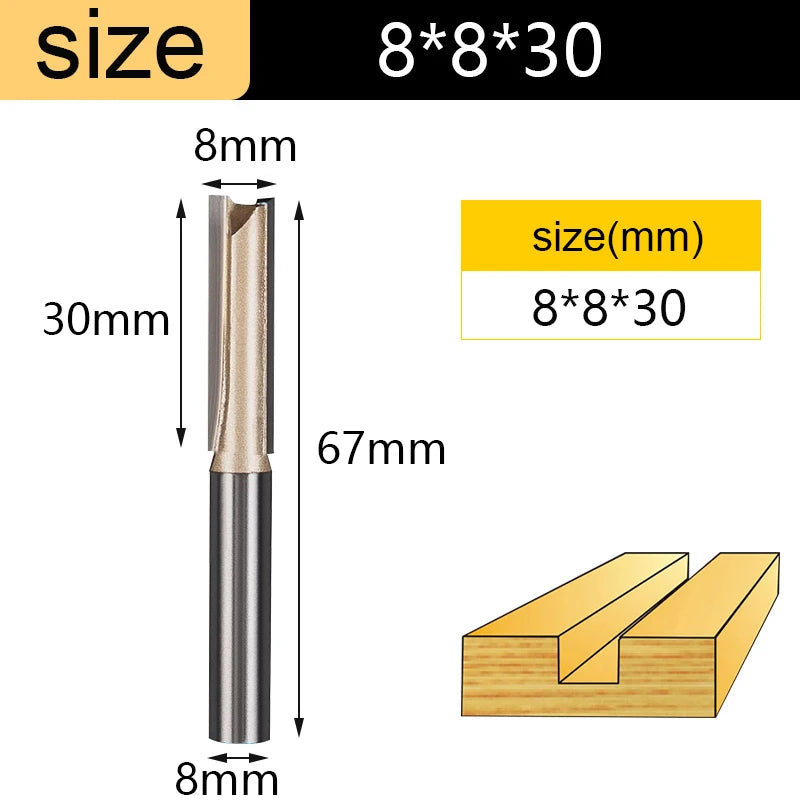 Tideway Straight Router Bits 1/2 1/4 Shank Double Flute Plunge Milling Cutter Carbide Tipped Woodworking Trimming Slotting Tool