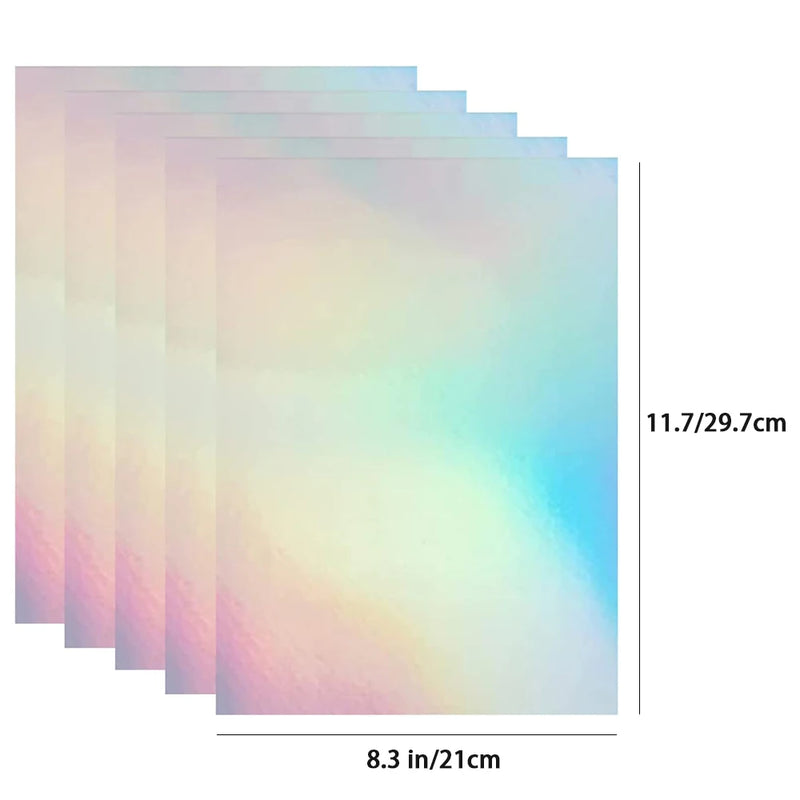 40 Sheets 4 Styles Mixed Holographic Sticker Paper Clear Vinyl Self Adhesive Waterproof Rainbow Transparent Overlay Film A4 Size - PST PS Tradings