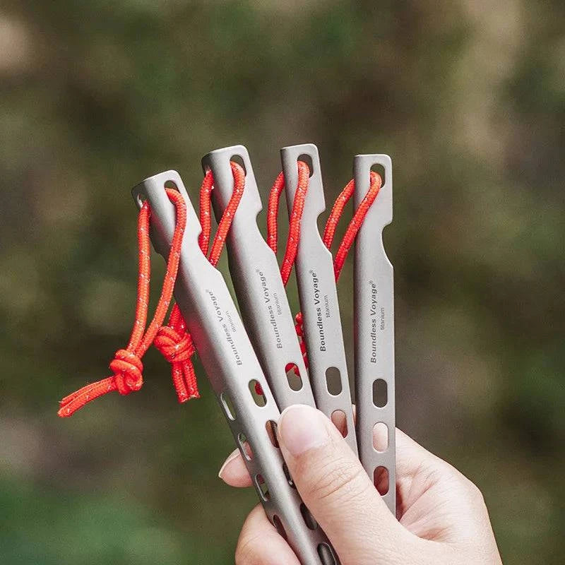 Boundless Voyage Titanium Pegs Outdoor Camping V-type Tent Stakes Portable Tent Titanium Nail Ti4008P - PST PS Tradings