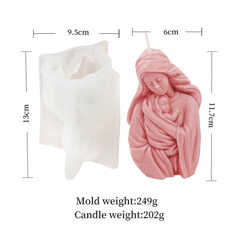 Religious Blessed Virgin Mary Candle Silicone Mold Madonna Goddess Female Deity Portrait Scented Plaster Jesus Resin Epoxy Mould - PST PS Tradings