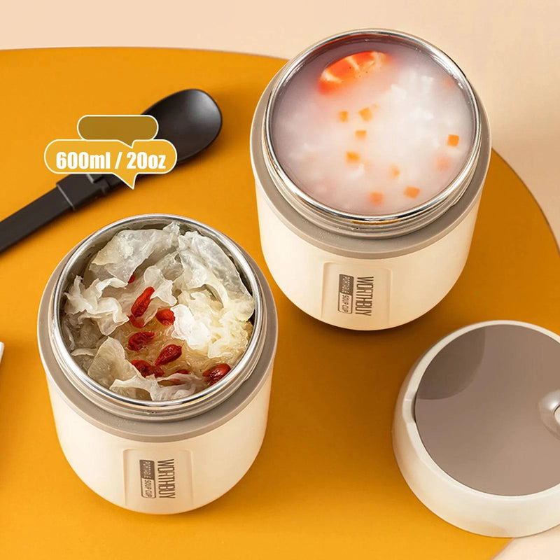 Portable Insulated Lunch Soup Cup Insulated Food Jar with Foldable Spoon Soup Jar Leakproof Hot Food Insulated Jar Food Containe - Property & Safety Tradings