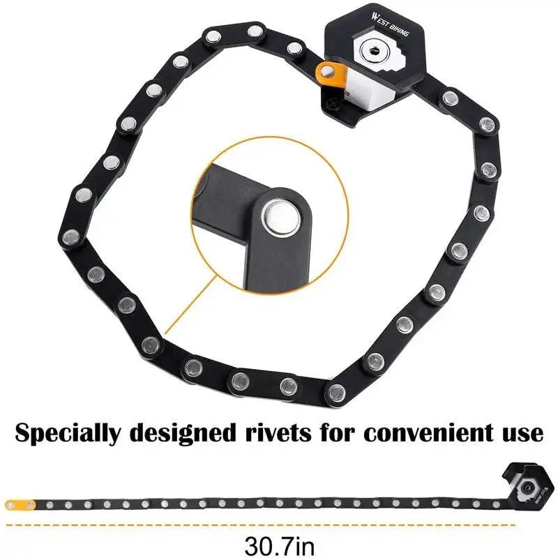 WEST BIKING Foldable Bicycle Lock MTB Road Bike Hamburg Lock High Security Anti-Theft Electric Scooter E-Bike Cycling Chain Lock - Property & Safety Tradings