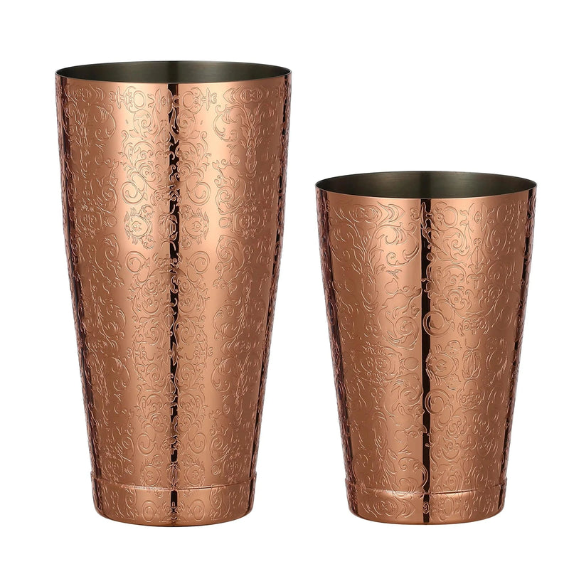 Boston Cocktail Shaker With Etched Pattern Bar Cocktail Shaker Tin Set - 800ml & 500ml - PST PS Tradings