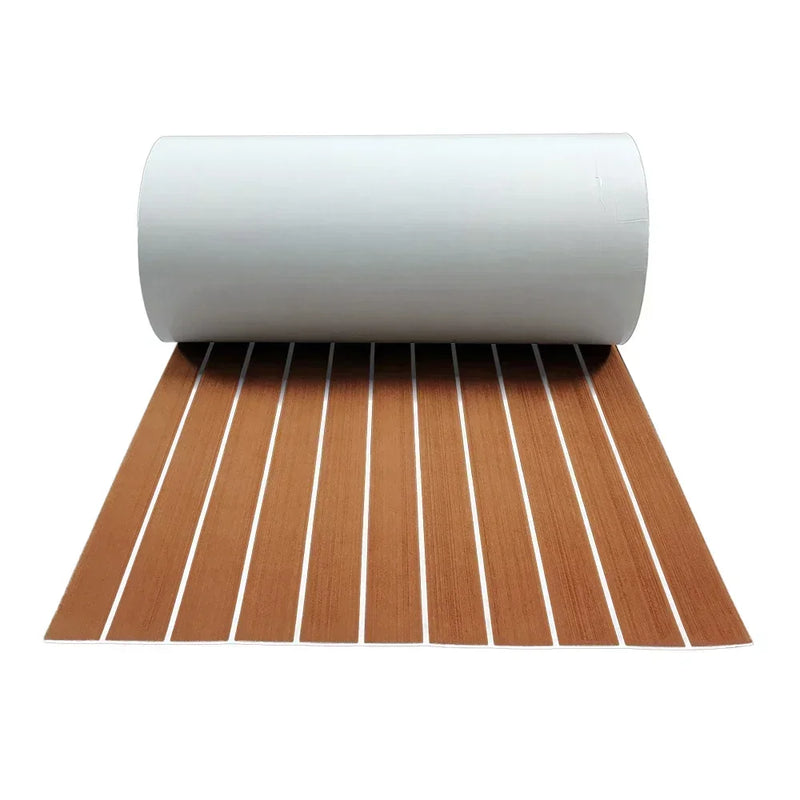 580x2400x5mm EVA Foam Faux Teak Boat Decking Mat Brown Deck Sheet Yacht Flooring Anti Skid Mat Self Adhesive Vehicle Pad