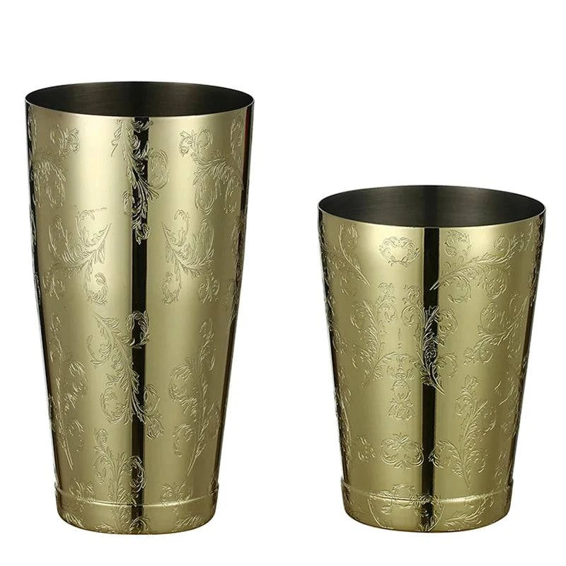 Boston Cocktail Shaker With Etched Pattern Bar Cocktail Shaker Tin Set - 800ml & 500ml - PST PS Tradings