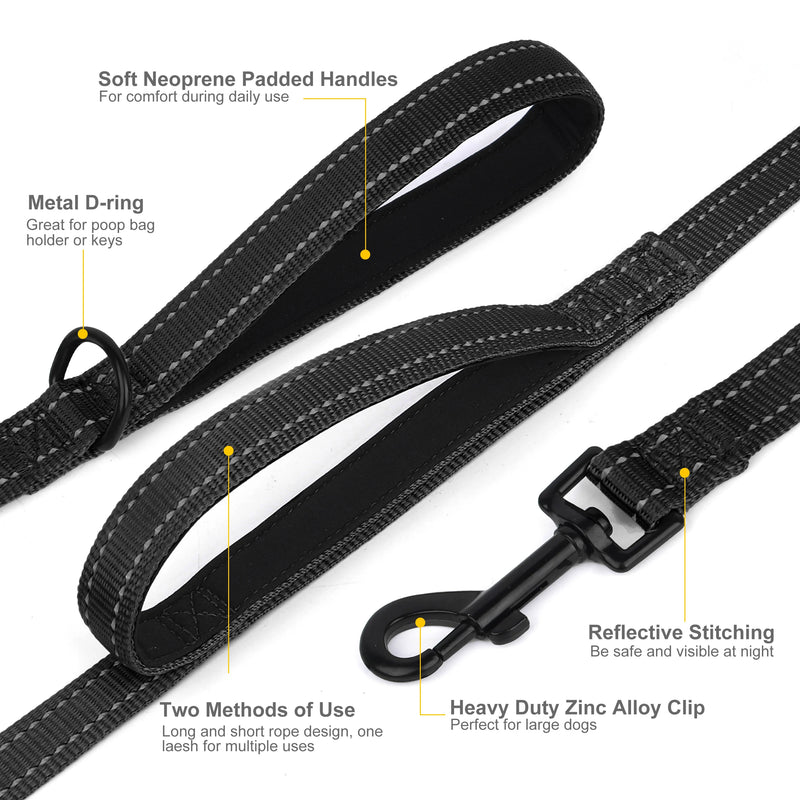 5ft Double Handle Nylon Padded Dog Leash Reflective Pet Leashes Lead for Medium Lagre Dogs Walking Training Dog Accessories - PST PS Tradings