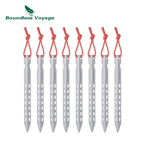 Boundless Voyage Titanium Pegs Outdoor Camping V-type Tent Stakes Portable Tent Titanium Nail Ti4008P - Property & Safety Tradings