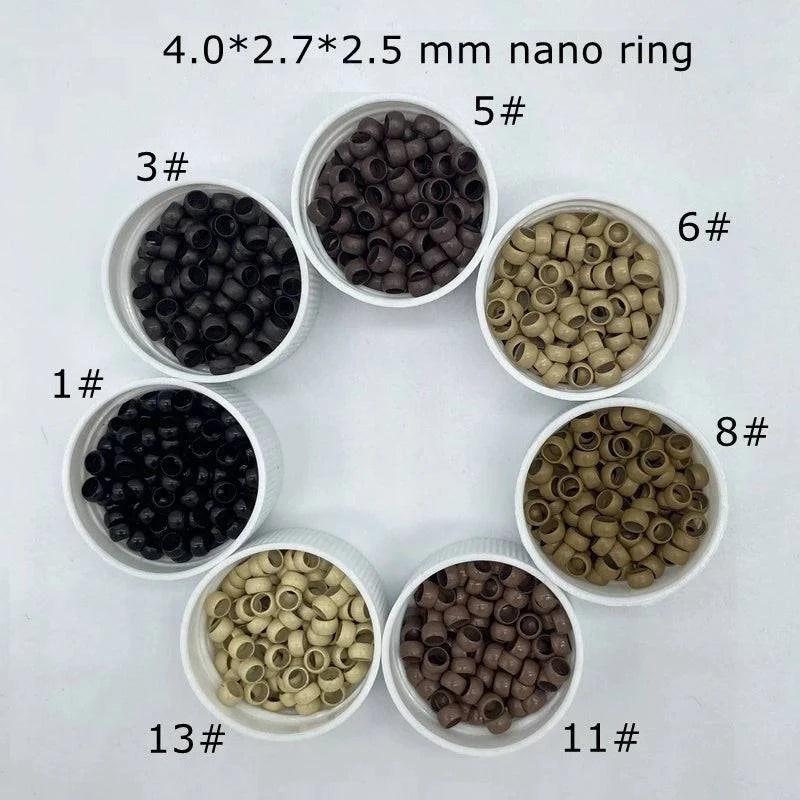 3000 pcs/Lot 4.0*2.7*2.5 mm Black nano micro rings copper micro beads For Nano Ring Hair Extensions 7 color in stock - Property & Safety Tradings