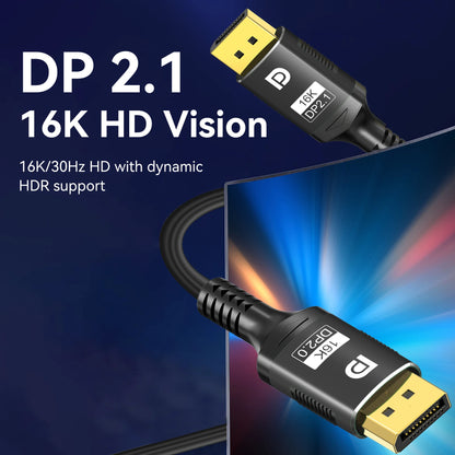 16K DP 2.1 8K@120Hz 4K@240Hz 80Gbps HDR Video Audio Displayport Kabel Display Port für Laptop TV Xbox Projektor Gaming Monitor