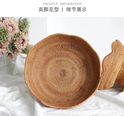 Rattan Fruit Baskets Wicker Storage Bowls Natural Woven Serving Basket Bowls Decorative Baskets for Kitchen Counter Organizing - Property & Safety Tradings