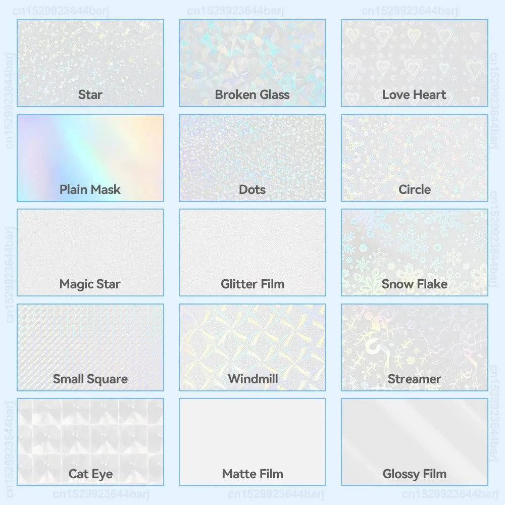 50 Sheets Matte Transaprent Cold Laminating Film A4 Self-adhesive Broken Glass Stars Dots Holographic DIY Photo Laminating Film - Property & Safety Tradings