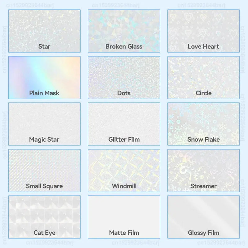 50 Sheets Matte Transaprent Cold Laminating Film A4 Self-adhesive Broken Glass Stars Dots Holographic DIY Photo Laminating Film - Property & Safety Tradings