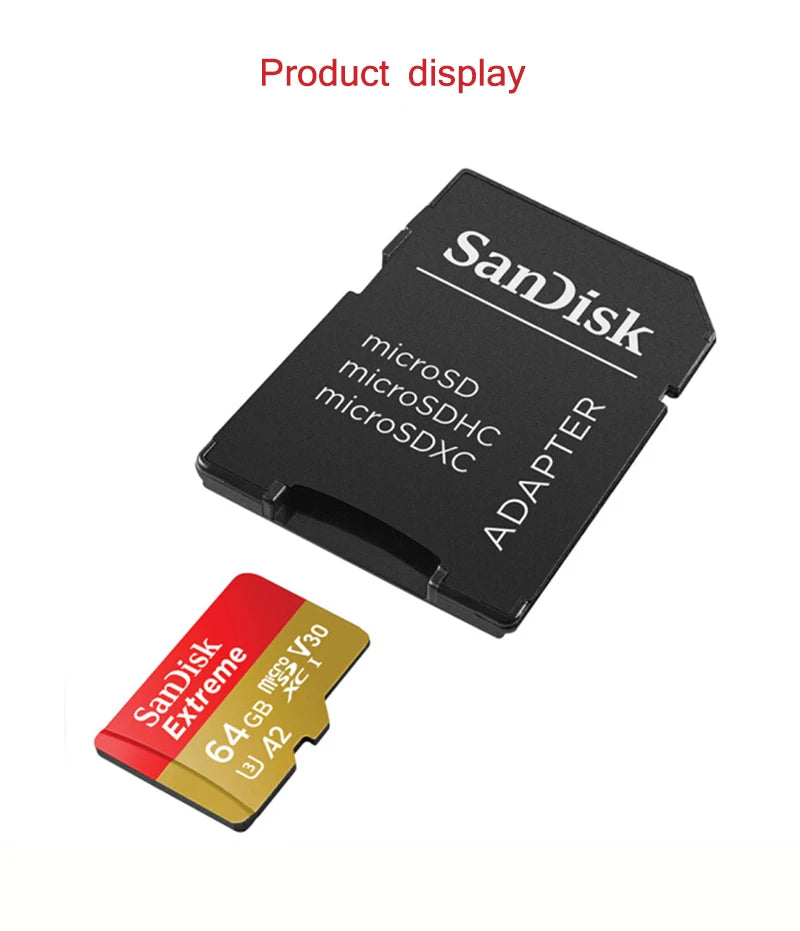 Sandisk Micro SD Card Original Extreme A2 V30 U3 SDXC Flash 32GB 64GB 128GB 256GB MicroSD Card 190MB/s TF Card for Phone Tablet - PST PS Tradings