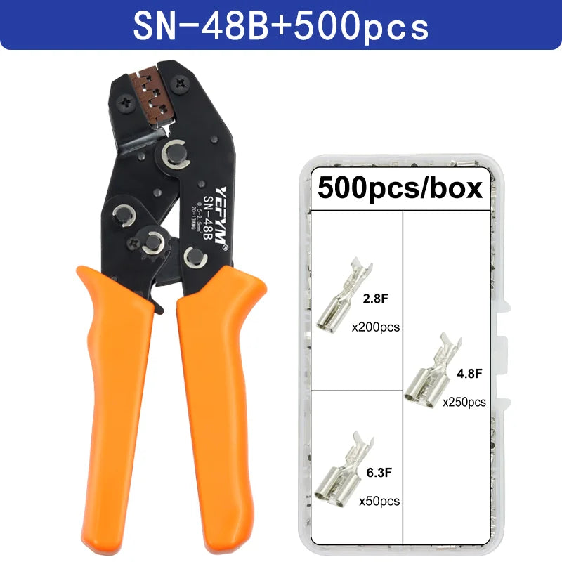 SN-48B SN-2 Wire Crimping Pliers 0.5-2.5mm2 20-13AWG for Box TAB 2.8 4.8 6.3 SM2.5 XH2.54 Terminals Sets Electrical Hand Tools