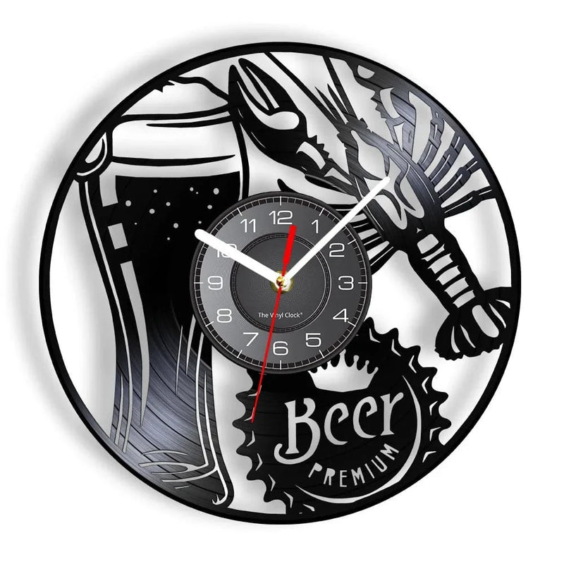 Beer Bar Wall Decor Modern Clock Drinking Hour Pub Vinyl Record Wall Clock Wall Watch Beer Club Decor - Property & Safety Tradings