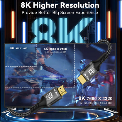 8K HDMI 2.1 Kabel 4K@120Hz 8K@60Hz 48Gbps EARC ARC HDCP Ultra High Speed HDR für RTX Videokabel PC Laptop Projektor HD TV PS5