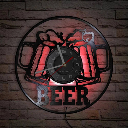 Beer Bar Wall Decor Modern Clock Drinking Hour Pub Vinyl Record Wall Clock Wall Watch Beer Club Decor - Property & Safety Tradings