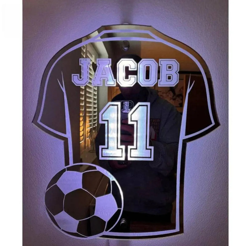 Personalized Football Jersey Mirror Light Custom Name Uniform Number LED Mirror Night Light Room Decoration Christmas Gifts - Property & Safety Tradings