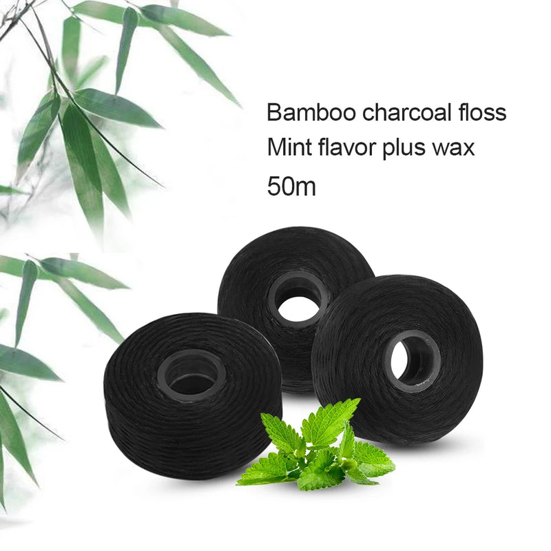 3 Pcs 50m Bamboo Charcoal Dental Flosser Tooth Oral Care Dental Floss Teeth Flosser Teeth Cleaning Tooth Pick