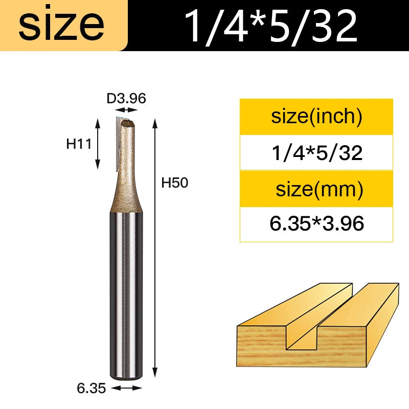 Tideway Straight Router Bits 1/2 1/4 Shank Double Flute Plunge Milling Cutter Carbide Tipped Woodworking Trimming Slotting Tool