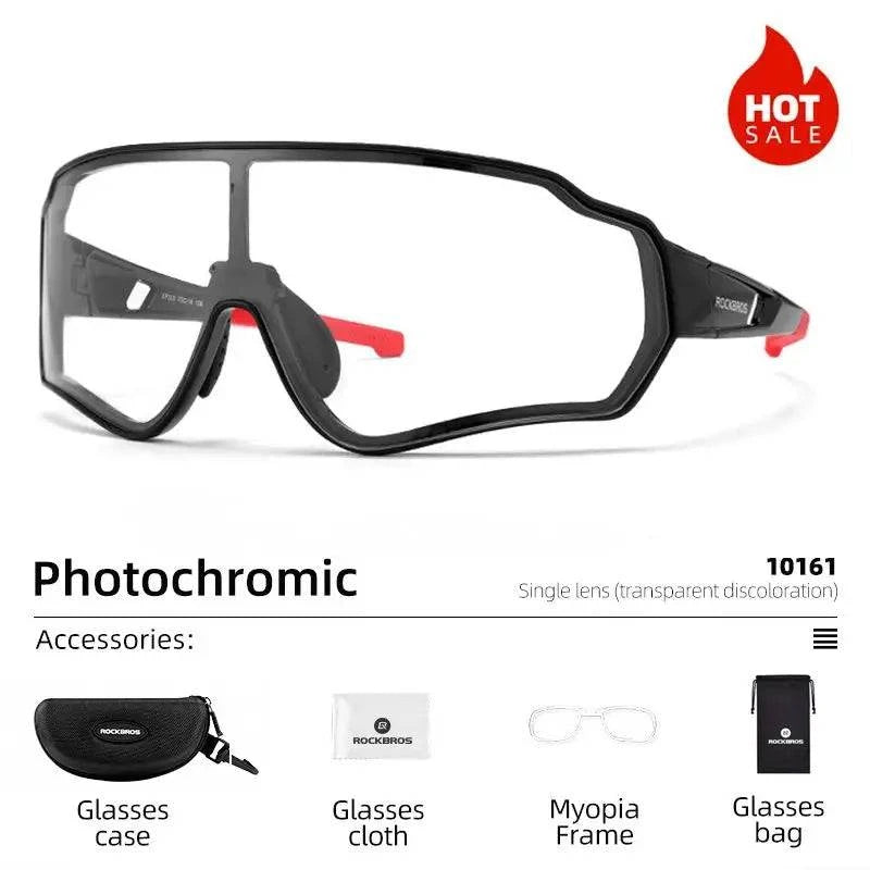 ROCKBROS Photochromic Cycling Glasses Bike Bicycle Glasses Sports Men's Sunglasses MTB Road Cycling Eyewear Protection Goggles - Property & Safety Tradings