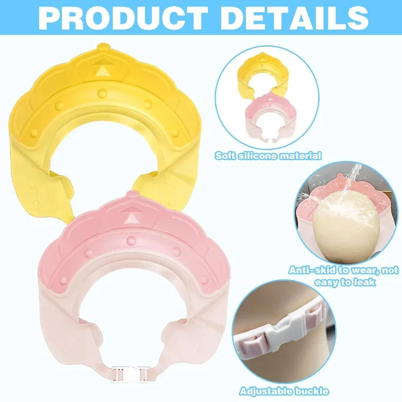 Shampoo Hat Children's Bath Hat Crown, Infant Shampoo Hat Waterproof and Adjustable Silicone Ear Protector Baby Tool - PST PS Tradings