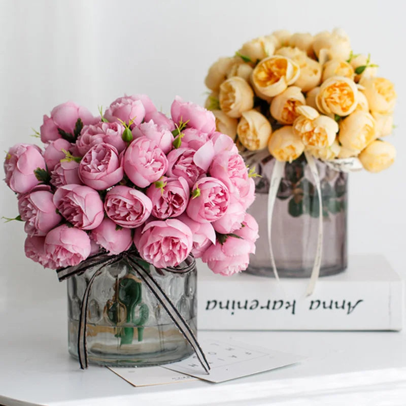 27Heads Peony Artificial Flowers for Home Vase DIY Decor Bride Rose Bouquet Fake Flower Wedding Party Centerpieces Decoration - PST PS Tradings