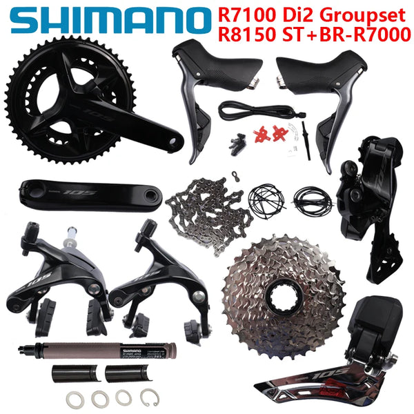 Shimano 105 Di2 Groupset R7100 Crankset Cassette R8150 Shifter R7000 V-Brake Rim Brake Groupset For Road Bike Original Shimano - Property & Safety Tradings