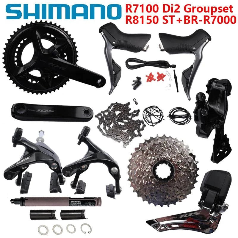 Shimano 105 Di2 Groupset R7100 Crankset Cassette R8150 Shifter R7000 V-Brake Rim Brake Groupset For Road Bike Original Shimano - Property & Safety Tradings