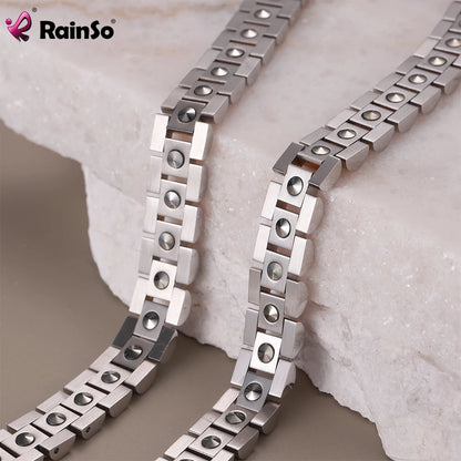 RainSo 99.999% Reinem Germanium Armband für Frauen Korea Beliebte Edelstahl Gesundheit Magnetische Germanium Energie Paar Schmuck