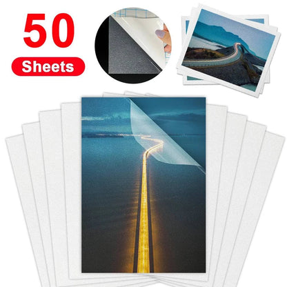 50 Sheets Matte Transaprent Cold Laminating Film A4 Self-adhesive Broken Glass Stars Dots Holographic DIY Photo Laminating Film - Property & Safety Tradings