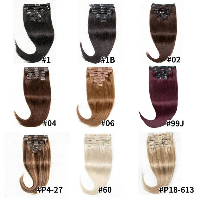 MRSHAIR Clip in Hair Extension Human Hair Real Natural Clip in Hair Extension Double Weft Full Head 7PCS Clip Ins For Add Volume - Property & Safety Tradings