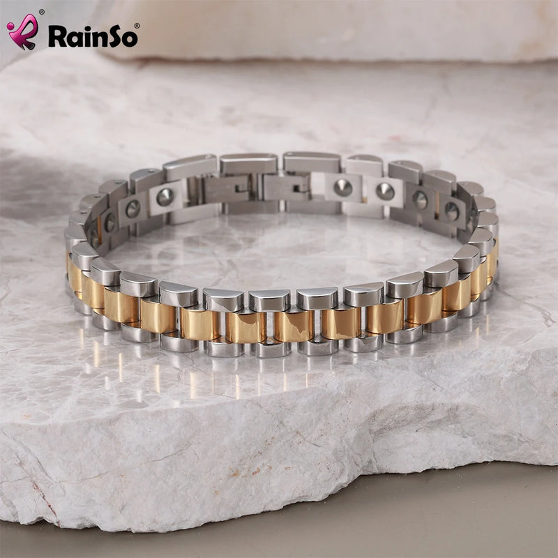 RainSo 99.999% Reinem Germanium Armband für Frauen Korea Beliebte Edelstahl Gesundheit Magnetische Germanium Energie Paar Schmuck