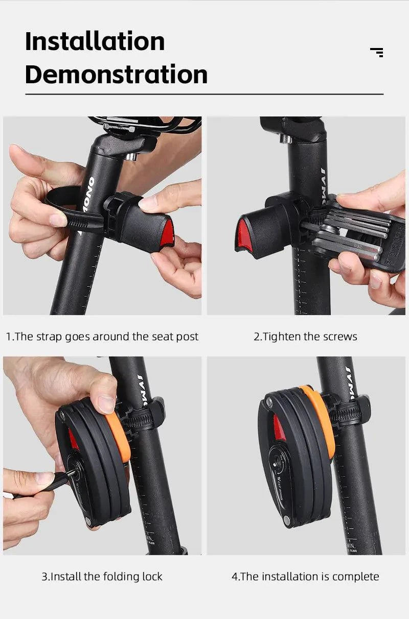 WEST BIKING Foldable Bicycle Lock MTB Road Bike Hamburg Lock High Security Anti-Theft Electric Scooter E-Bike Cycling Chain Lock - Property & Safety Tradings