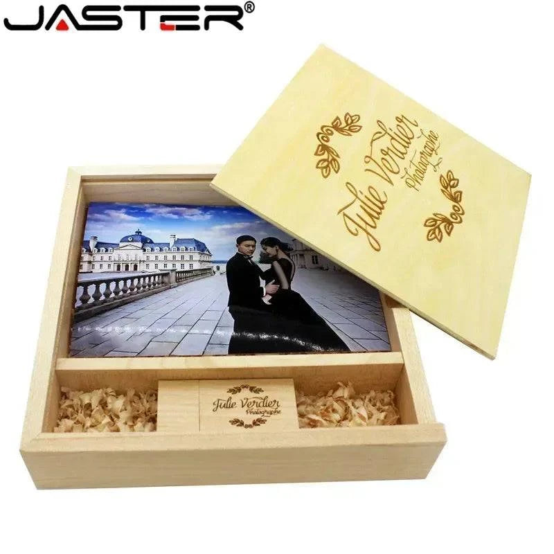 JASTER Maple Photo Album Wood USB+Box Memory Stick Pendrive 8GB 16GB 32GB 64GB 128GB Photography Gift Free LOGO (170*170*35 MM) - PST PS Tradings