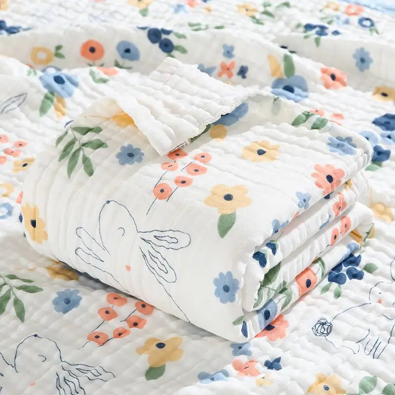 Environmental Breathable Newborn Baby Cotton Gauze Printed Muslin Swaddle Blanket 6 Layers Baby Bath Towel - PST PS Tradings